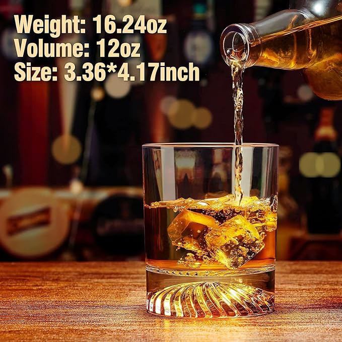 OPAYLY Whiskey Glasses Old Fashioned Glasses Set of 6 12oz Rocks Glasses Gift for Men Women Drinking Bourbon Scotch Cocktails Rum Cognac Vodka at Home Bar - Image 3