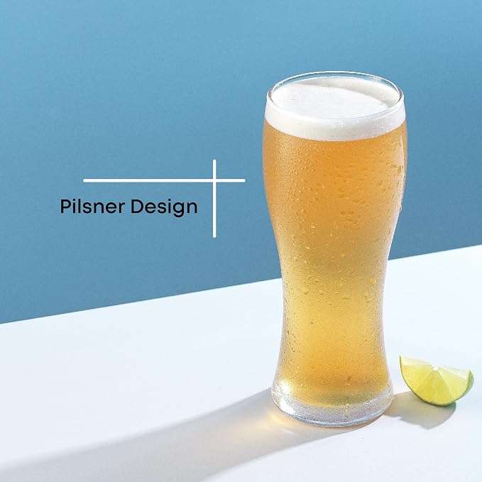 JoyJolt Callen 15.5oz Beer Glasses Set of 4 Beer Pint Glass. Craft Beer Glass, Pilsner Glasses, IPA Beer Glass. Solid Glassware Beer Cup. Classic Beer Gifts, Beer Cups, Mugs and Beer Glasses for Men - Image 2