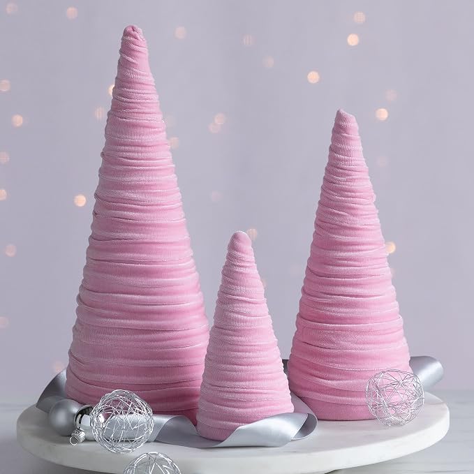 Your Heart's Content Pink Velvet Trees Set of 3, Pastel Accent Room Decor, Wedding Centerpiece, Spring Tabletop, Baby Girl Nursery, Teen Bookshelf (Pink) - Image 3