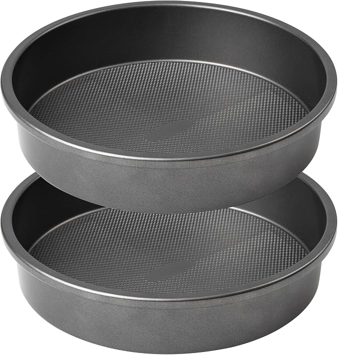 Tiawudi 9" Round Cake Pan Set of 2, 0.8mm Thick Heavy Duty Bakeware for Tiered & Layered Cakes, Nonstick Baking Pan with Diamond Texture for Even Heating, Cake Mold by Tiawudi