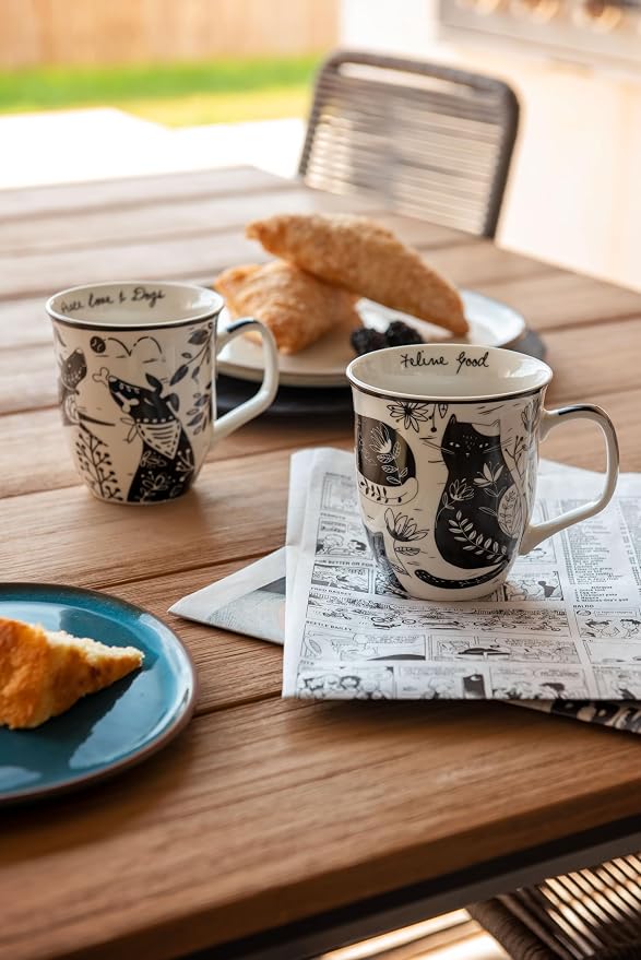 Karma Gifts 14 oz Black and White Boho Mug Raven - Cute Coffee and Tea Mug - Ceramic Coffee Mugs for Women and Men - Image 3
