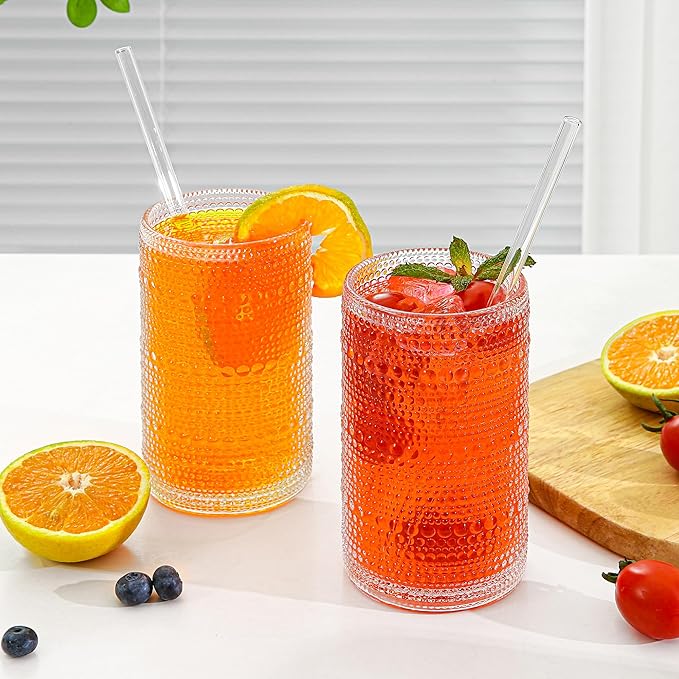 Large Vintage Hobnail Drinking Glasses Set of 6, 16oz Clear Highball Glasses Cups, Kitchen Water Glasses Cup, for Cocktail, Juice, Whiskey, Milk and Various Mixed Drinks - Image 7