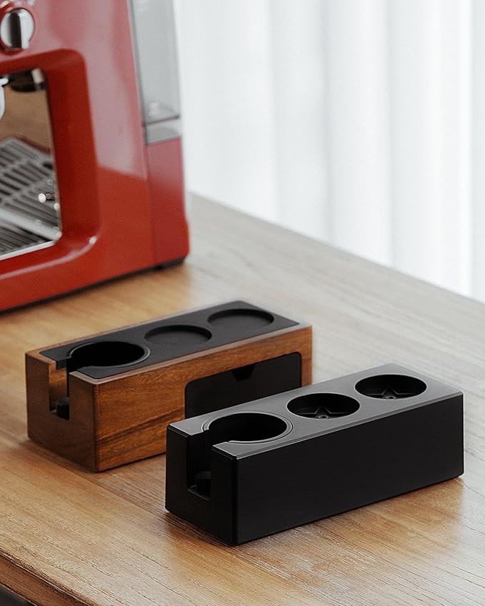 MHW-3BOMBER Espresso Tamping Station, 4 in 1 Walnut Espresso Organizer Box with Magnetic Drawer for Storage 51-58mm Espresso Tamper,Distributor,Portafilter and Espresso Accessories,CH6718