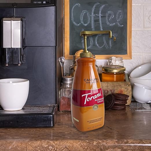 Sauce Pump 1-Pack - Fits 64 oz Torani, Davinci, 63 oz Fontana, Ghirardelli 87–90 fl oz, Hershey’s 7.5lb Bulk Jug - for Chocolate and Caramel Sauce - Dispenser, BPA-Free, No Drip, Dishwasher Safe
