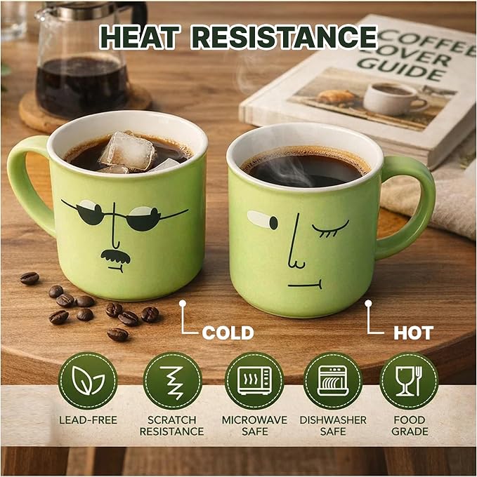 Funny Coffee Mugs Set of 4 - Large 13oz Ceramic Funny Face Mugs, Coffee Cups for Coffee, Tea & Latte, Birthday, Office & White Elephant Gift, Microwave & Dishwasher Safe - Image 4