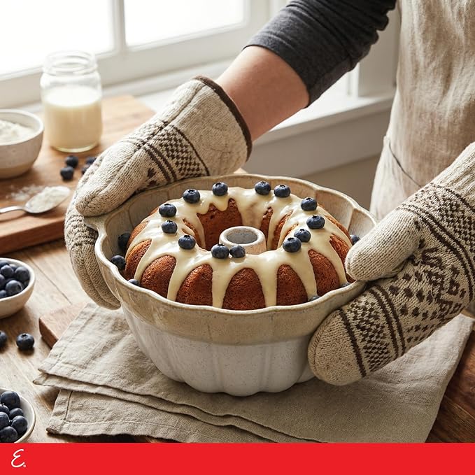 Emeril Lagasse Fluted Cake Pan Stoneware 9.5 in – Pound Cake Baking Pan, Perfect for Baking Delicious Cakes! - Image 2