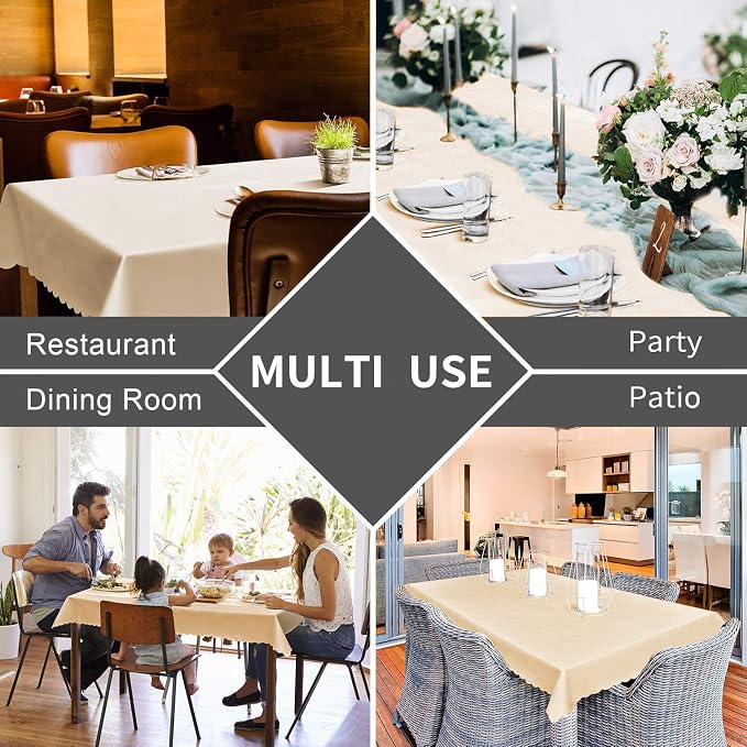 Smiry Rectangle Waterproof Heavy Duty Vinyl Tablecloths, 60 x 120 Inch | Wipeable Washable Floral Embossed Table Cover for Kitchen and Dining Room, Indoor & Outdoor Use, Brown - Image 7