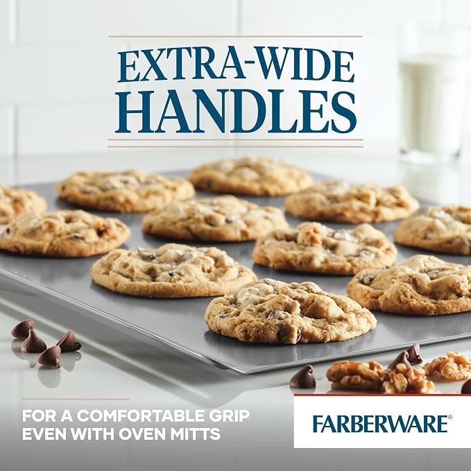 Farberware GOLDEN BAKE Nonstick Jumbo Cookie Sheet, Cookie Sheets for Baking Nonstick, 15.5-Inch x 20-Inch, Light Gray - Image 5