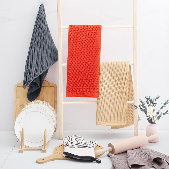 Homaxy 100% Cotton Waffle Weave Kitchen Dish Towels 6-Pack, Apricot | 13 x 28 Inches, Ultra Soft Absorbent Dish Towels, Quick Drying Cleaning Towels - Image 6
