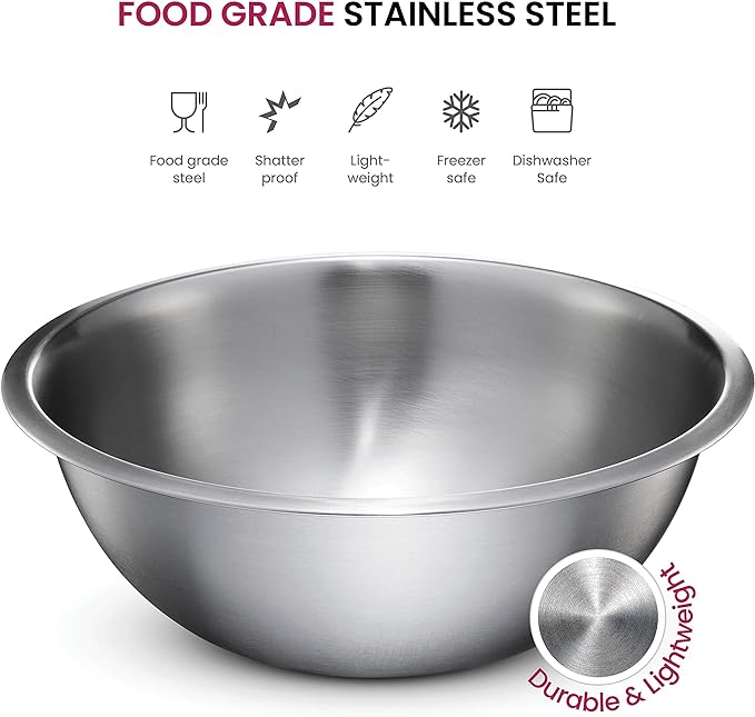 FineDine Stainless Steel Mixing Bowls Set, Dishwasher Safe, 6 Piece Metal Mixing Bowls For Kitchen, Nesting, Large, Small, Big Food Prep, Cooking, Baking - Image 3