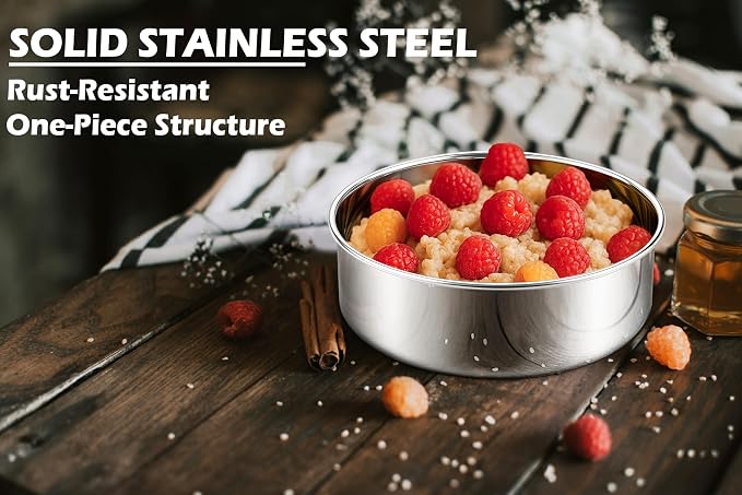 Leonyo Stainless Steel Round 9½ Inch Cake Pans For Baking, 3 Pack | Smash 9½x2Inch Round Cake Baking Pan Tins Set, Outter 10IN Metal Circle Layer Tin for Birthday Party, Dishwasher Oven Safe - Image 3