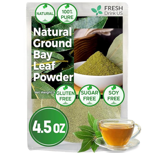 FreshDrinkUS, Premium 4.5oz Bay Leaf Powder, Unprocessed Ground Bay Leaves Dried, 100% Pure & Natural, Pure from Bay Leaves, Bay Leaf Spice, No Additives, No Gluten, Vegan.