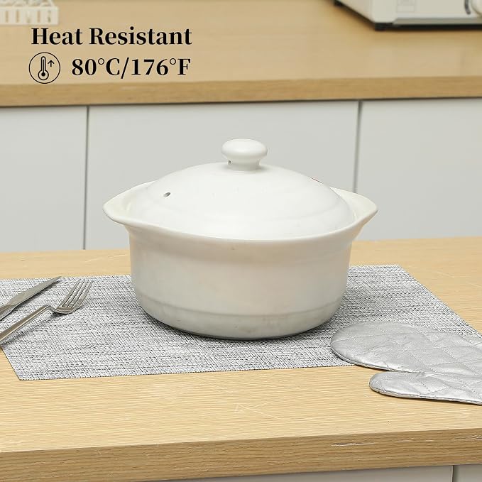 Leetaltree Linen Grey Placemats Set of 4 - Heat Resistant Non-Slip Place mats for Dining Table, Washable Durable PVC Vinyl Woven Table Mats（Linen Grey, 4） - Image 4