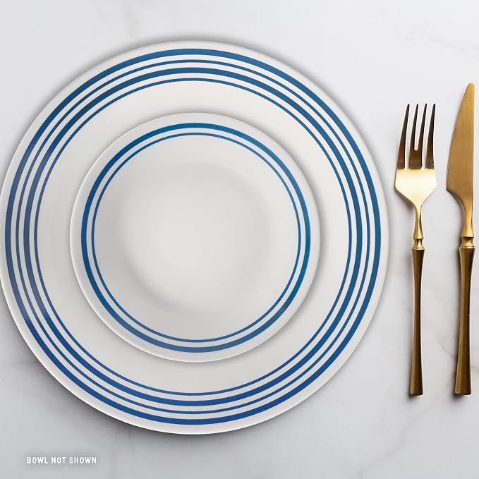 Corelle Vitrelle 18 Piece Glass Dinnerware Sets Service for 6, Triple Layer Chip & Crack Resistant Glass Plate and Bowl Sets, Laila - Image 9