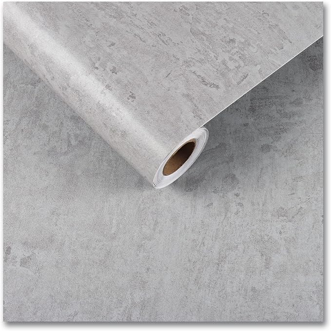 CRE8TIVE 24"x118" Wide Grey Concrete Wallpaper Peel and Stick Removable Cement Contact Paper Thick Texture Self Adhesive Waterproof Paper Roll for Countertop Cabinet Industrial Decorative Vinyl Film by CRE8TIVE