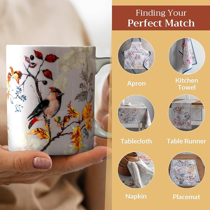 Maison d' Hermine Coffee Mug with Handles Tea Cups (15 Ounce, Pack of 1) | Fine Bone China Coffee Mugs for Hot Beverages Cappuccino Latte Home Restaurant Spring Summer -Equinoxe - Grey - Sparrows - Image 6