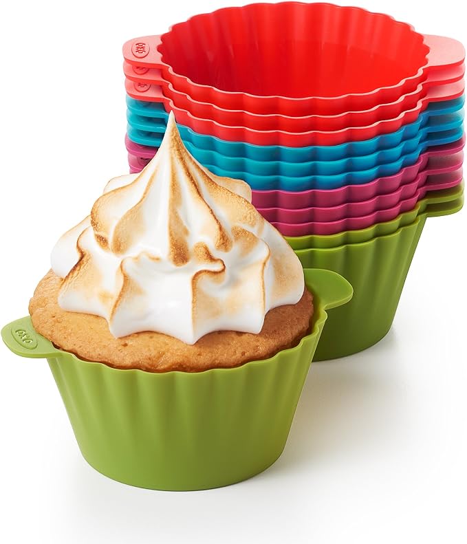 OXO Good Grips Silicone Baking Cups, Pack of 12, Reusable, BPA-Free, Dishwasher Safe, Non-Stick, Food Grade, Cupcake Cups, Muffin Cups, Cupcake Liners, Muffin Liners by OXO