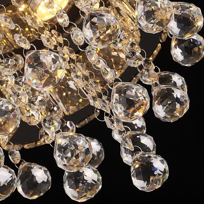 Crystal LED Ceiling Light Chandelier, Modern Flush Mount Lighting Fixture Ceiling Lamp for Living Room, Dining Room, Bedroom, Kitchen Island, Entryway - Image 5