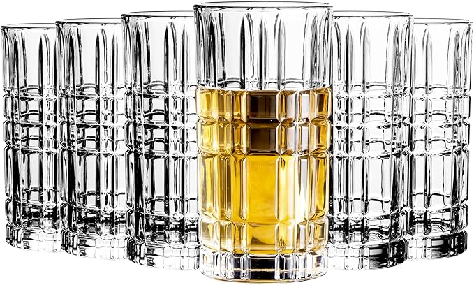 Highball Glasses Set of 6, Tall Beverage Glasses Collins for Water, Juice, Cocktails, Beer, Soda, Wine (14 OZ) by binsakao