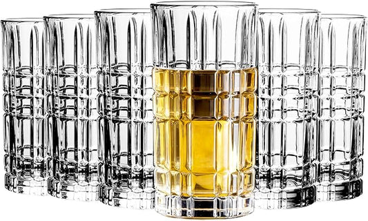 Highball Glasses Set of 6, Tall Beverage Glasses Collins for Water, Juice, Cocktails, Beer, Soda, Wine (14 OZ) by binsakao