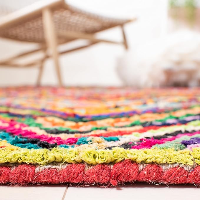 SAFAVIEH Nantucket Collection Area Rug - 10' x 14', Pink & Multi, Handmade Modern Abstract Chevron Cotton, Ideal for High Traffic Areas in Living Room, Bedroom (NAN141A) - Image 4