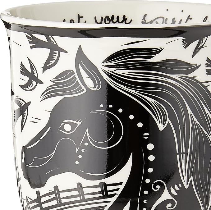 Karma Gifts 14 oz Black and White Boho Mug Horse - Cute Coffee and Tea Mug - Ceramic Coffee Mugs for Women and Men - Image 8