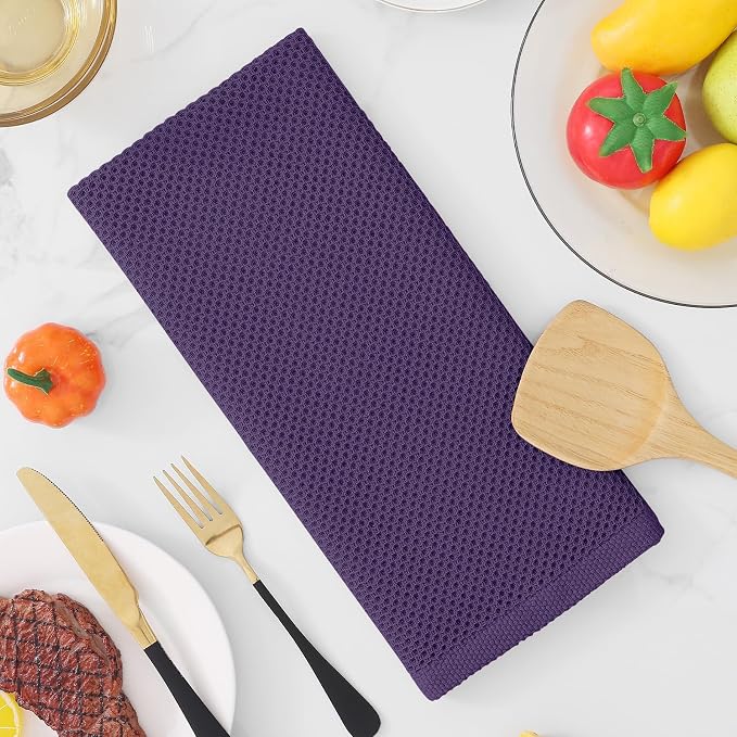 Homaxy 100% Cotton Waffle Weave Kitchen Dish Towels 18-Pack, Eggplant | 13 x 28 Inches, Ultra Soft Absorbent Dish Towels, Quick Drying Cleaning Towels - Image 7