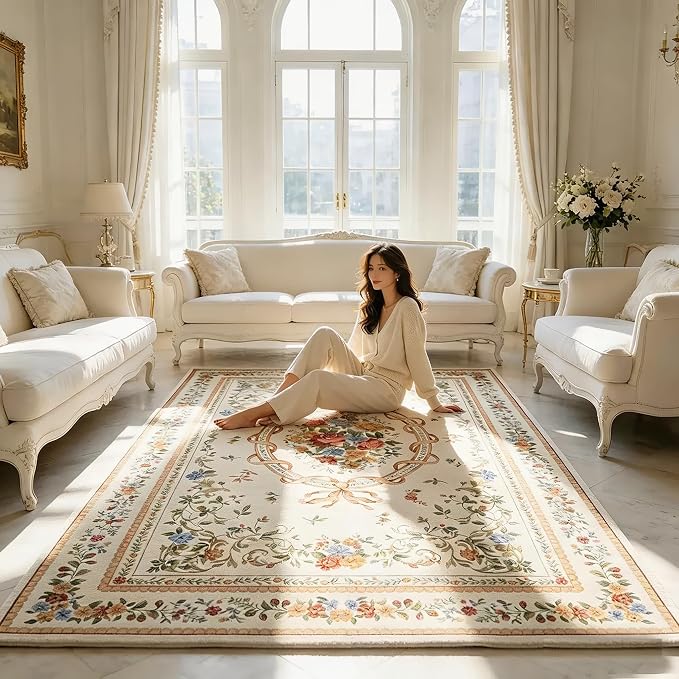 Royal Collection New Traditional Oriental Rug Home Decor Collection Floral Rugs Carpet for Bedroom, 55'' x 79'', Euro Romance by Ukeler