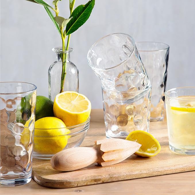 Home Essentials & Beyond Glassware Set 18 Piece Mixed Drinkware Set. 6 Highball Tumblers-17 oz., 6 Rock Whiskey-13 oz., and 6 Juice-7 oz. All Size Glass Cups Drinking Glasses. (Design on Inner Glass) - Image 5