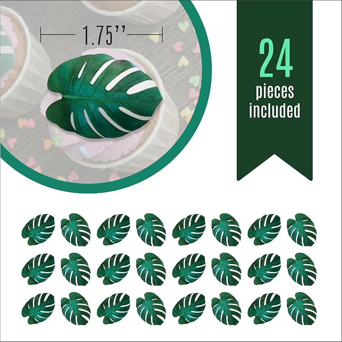 Sugar Robot - Edible Monstera Leaves Decor - Small Size - Edible leaves for cake decorating - Premium Crafted - Made in the USA Cake -Set of 24 (Monstera Leaf) - Image 3
