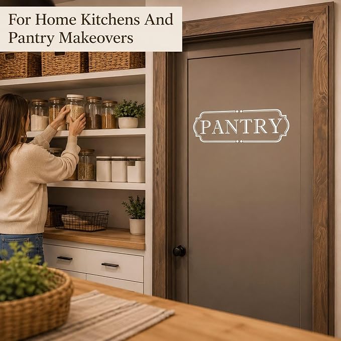 Pantry Door Label Vinyl Decal: 15 X 4.6 Inch White Transfer Design | 1 White Die-Cut Decal For Smooth Pantry Doors With Transfer Tape - Image 7