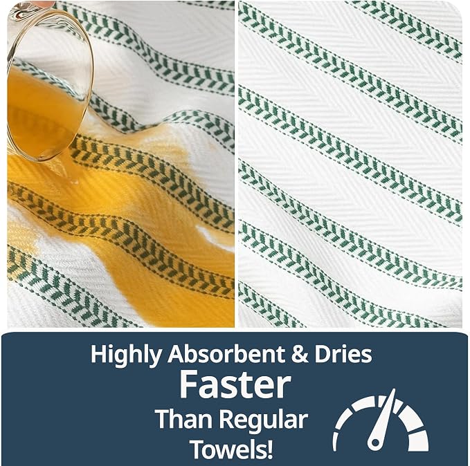 LANE LINEN Kitchen Towel Sets - 6 Pack Cotton Dish Towels for Drying Dishes, 18”x 28”, Hand Towel, Absorbent Tea Towels, Quick Drying Kitchen Towel Set - Christmas Green - Image 5
