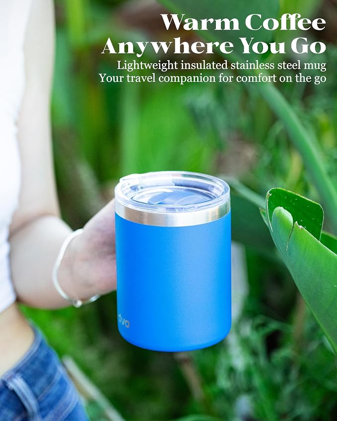 12oz Insulated Coffee Mug with Lid – Includes Two Lids, Stainless Steel Coffee Travel Mug with Handle, Double Wall Vacuum Insulated Camping Mug for Home, Office & Outdoor, Sapphire Blue - Image 9