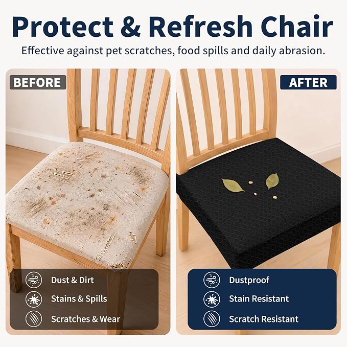 BIETYONE Waterproof Dining Chair Covers, Stretch Seat Protector, Washable | 4 Pack, Waterproof, Spill Resistant, Washable, Stretch Fit, Easy Clean Chair Protector - Image 6