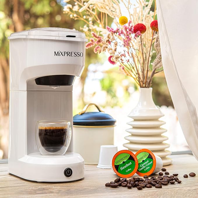 Mixpresso Single Serve Coffee Maker K Cup Coffee Maker for K Pods & Grounds | Compact 800W White Coffee Machine with 14 Oz Water Tank, Fast Brew & Auto Shut-Off, Small Design for Travel RV, Office& Dorm - Image 4