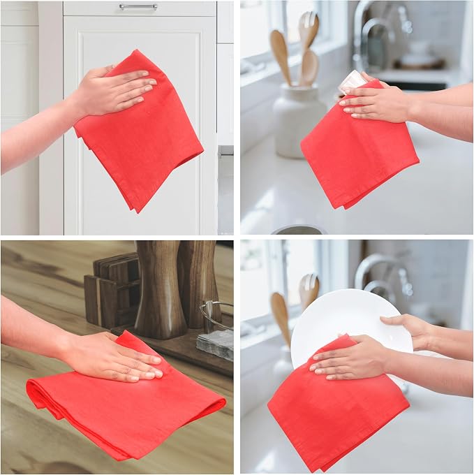 Urban Villa Kitchen Towels Cotton Dish Towels 27”x27” (Set of 12) Red - Image 2