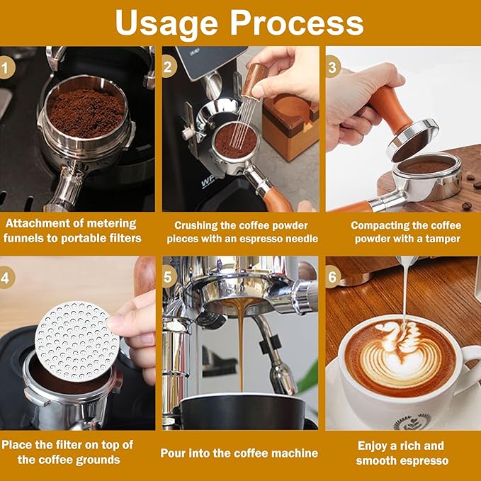 58mm Espresso Accessories Kit, Wooden Handle Espresso Tamper, WDT Tool, Puck Screen and Dosing Funnel Set Fits Delonghi 58 mm Espresso Coffee Machines and Portafilter, Barista Tools