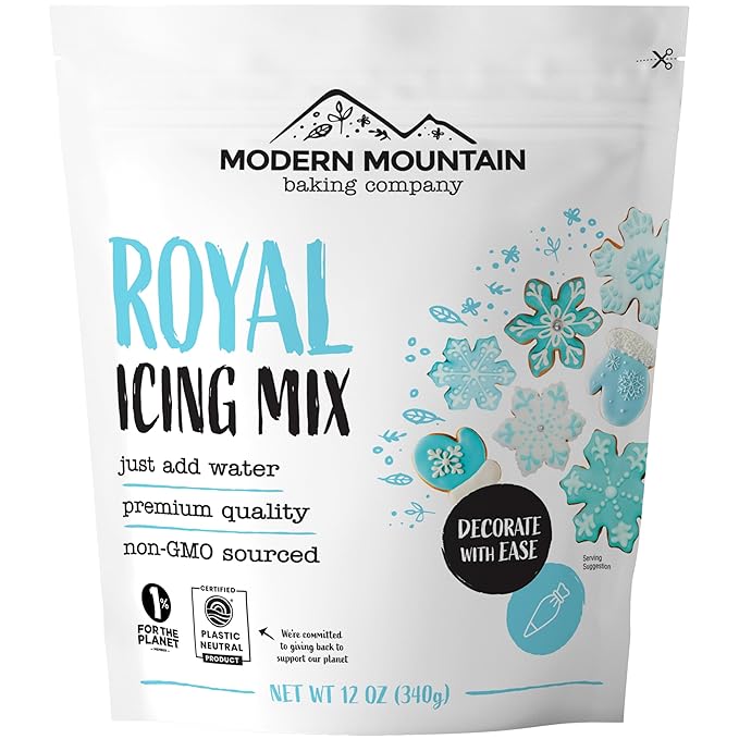 Royal Icing Mix (12oz) Premium Royal Icing for Sugar Cookies, Easy to Use, Achieve the Perfect Consistency, Tastes Amazing, Naturally Flavored, Certified Gluten Free, Non-GMO Sourced