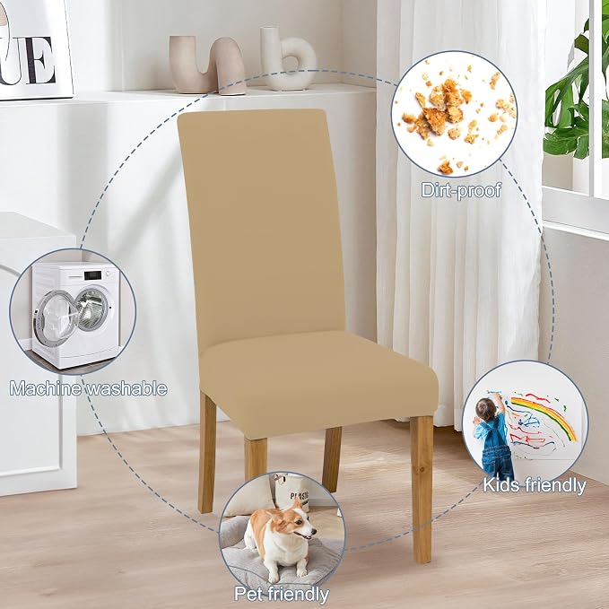 Dining Chair Covers, Stretch Seat Covers, Washable Furniture Protector | Washable, Stretch Fit, Soft, Non Slip, Dining Chair Covers, Seat Protector, Furniture Protector - Image 6