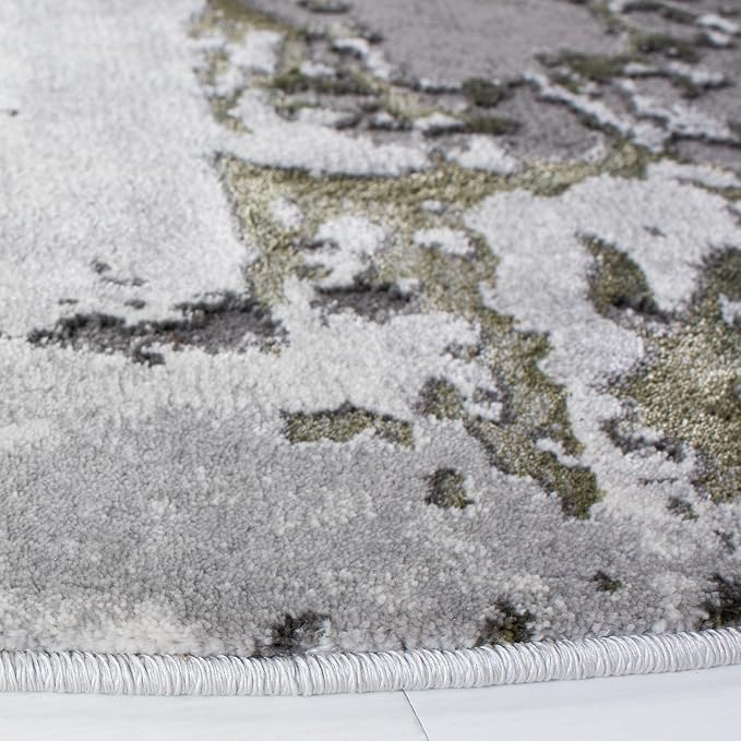 SAFAVIEH Craft Collection Area Rug - 4' Round, Grey & Green, Modern Abstract Design, Non-Shedding & Easy Care, Ideal for High Traffic Areas in Living Room, Bedroom (CFT820Y) - Image 5