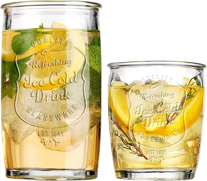 Glaver's Ice Cold Set of 8 Drinking Glasses 4-20 Oz Highball Glasses, and 4-13 Oz Whiskey Glass Cups For Everyday Home Use Water glasses, Beer, Juice, Cocktail. - Image 8