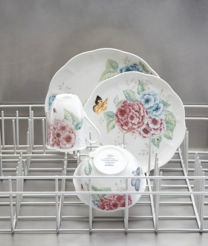 Lenox Dinnerware Set, Butterfly Meadow Hydrangea 12-Piece Set, Service For 4, Made From Ceramic Porcelain, Dishwasher And Microwave Safe, Plates And Bowls Sets, Home & Kitchen (Assorted, 12 Piece) - Image 4