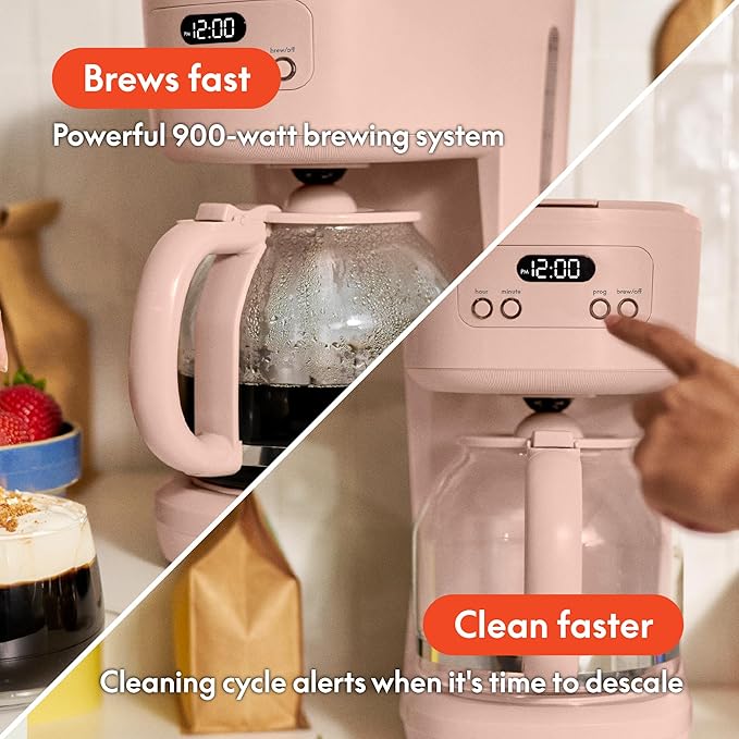 BREW 12-Cup Programmable Coffee Maker with No-Drip Glass Carafe, Blossom - Image 4