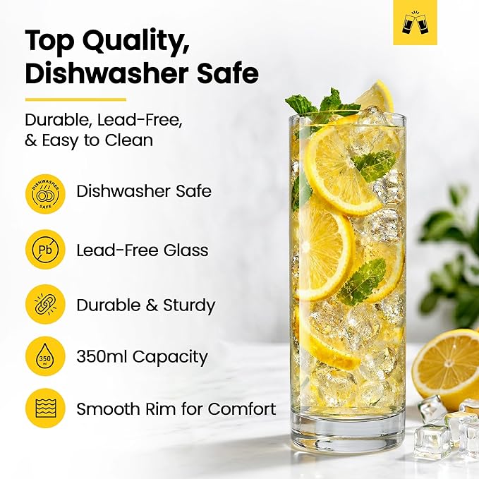 LEMONSODA Premium Highball 12oz/15oz Glass Sets - Elegant Tom Collins Glasses - Tall Water Drinking Glasses - Bar Glassware for Mojito, Whiskey, Cocktail (12oz, Set of 48) - Image 4
