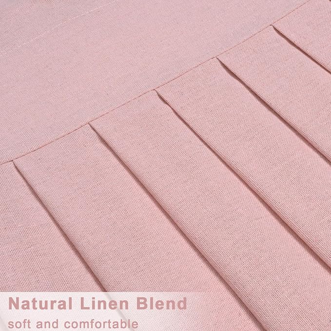 Likiyol Linen Valances for Windows Farmhouse Window Valances with Ruffle Rustic Country Light Filtering Kitchen Valance Curtains Rod Pocket Valance for Bathroom Cafe, Pink, 52" W X 18" L - Image 7