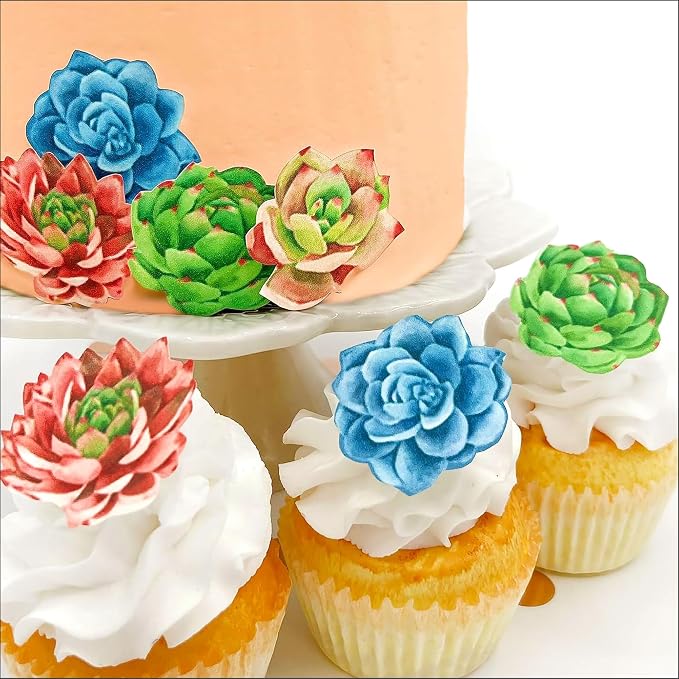 Edible Wafer Succulents - Cake and Cupcake Toppers, Decoration Premium Crafted in the USA - Image 2