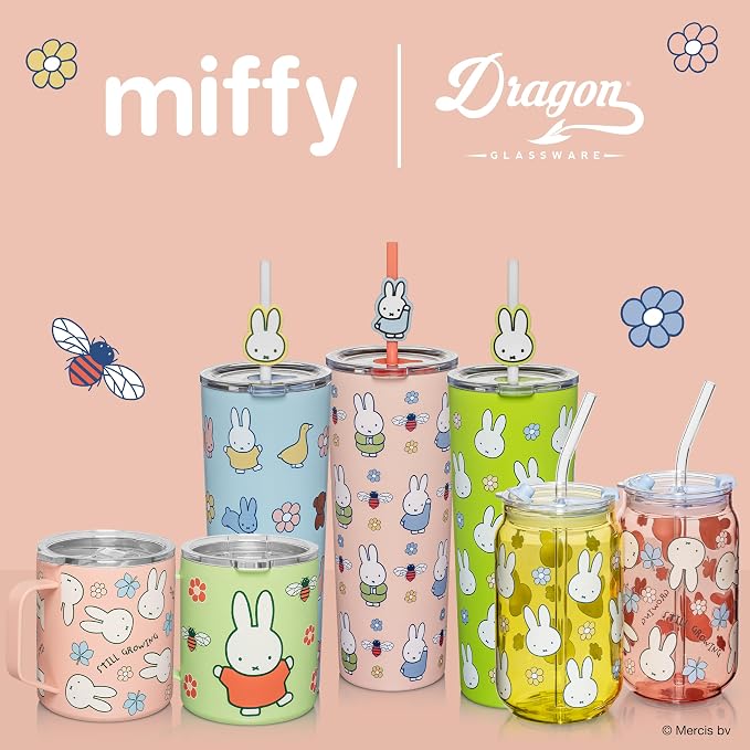 Dragon Glassware | Miffy Stainless Steel Camp Mug with Lid, 12 oz - Pink | Nijntje Insulated Camping Mug For Coffee, Tea, Matcha & Hot Beverages; Miffy Mug with Lid - Image 7