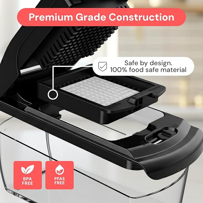 Fullstar Pro Original Vegetable Chopper Kitchen Prep Tool | 2 in 1 Veggie Slicer, Onion & Fruit Cutter with Sharp Stainless Steel Blades & Container, All-in-One Food Prep Tool (Black) - Image 5
