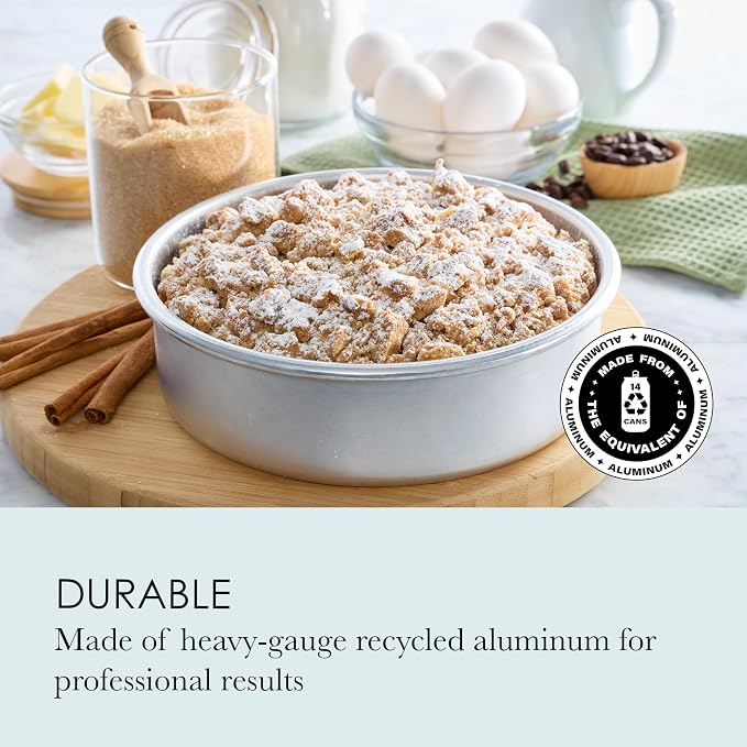 Chicago Metallic 8 Inch Round Cake Pan, Heavy-Gauge Recycled Aluminum Baking Pan with Wire-Reinforced Rim for Even Baking, Layer Cakes, Cheesecakes, Casseroles and Quiches - Image 4