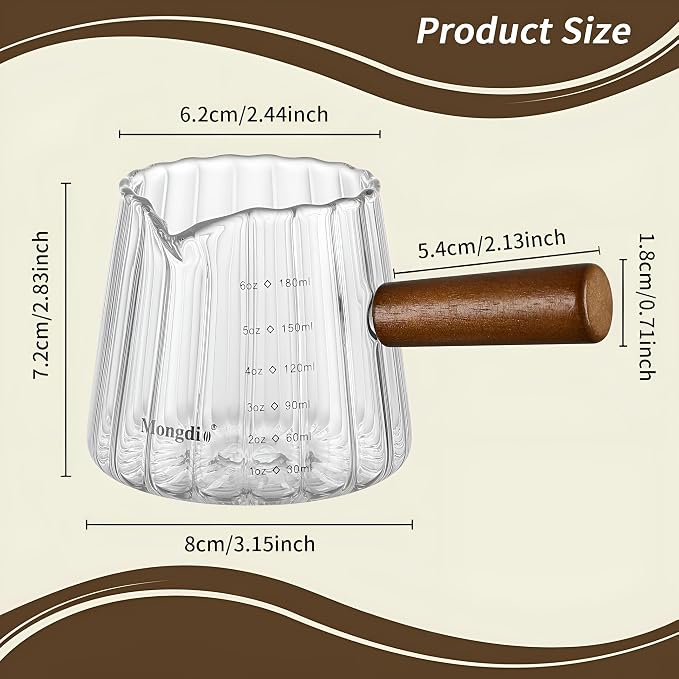 Espresso Glass with Handle 6Oz Espresso Shot Cup Espresso Measuring Cup with Dual Scale Markings Coffee Essentials for Coffee Milk - Image 3